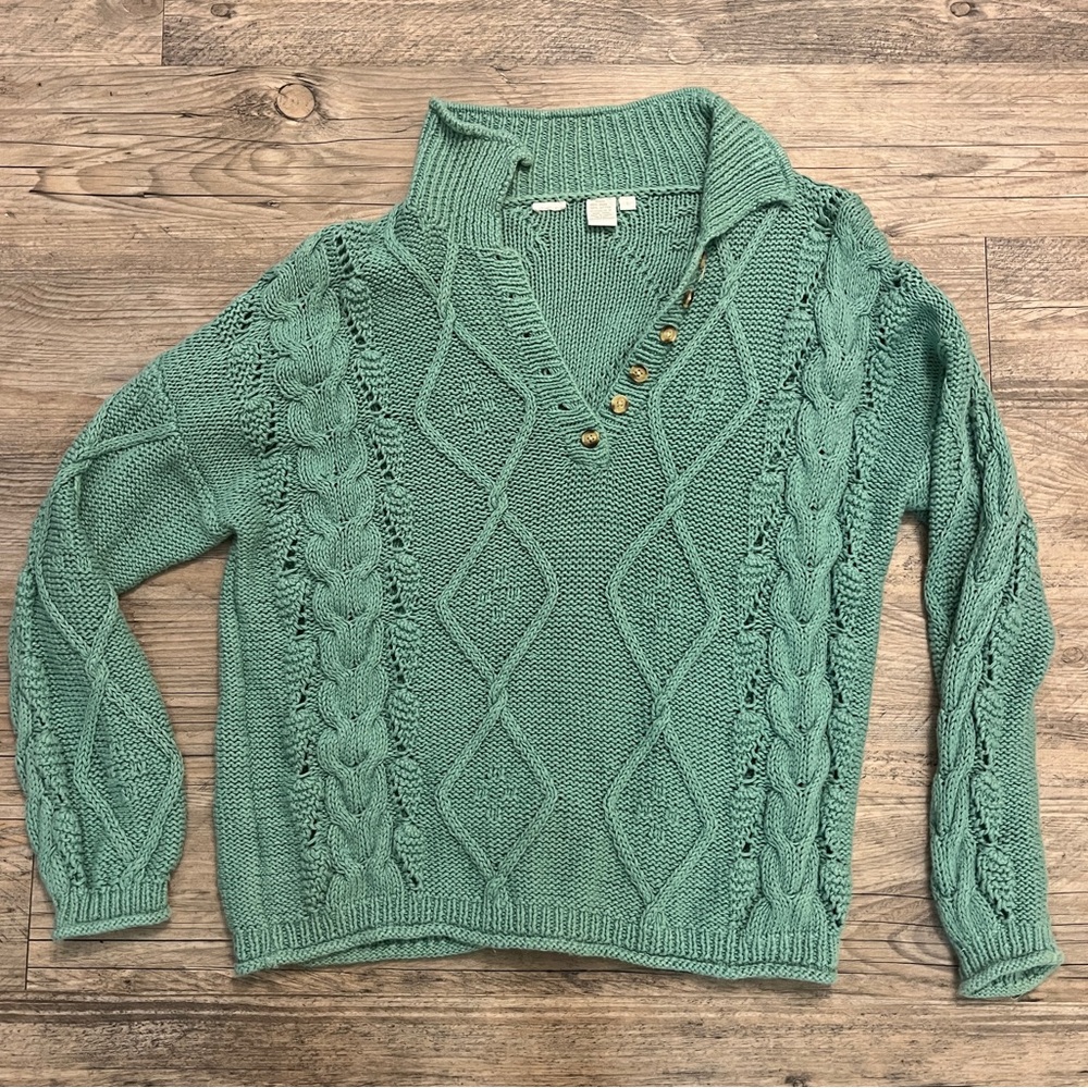 Cozy Vintage Velvet Heart Cable Knit Sweater